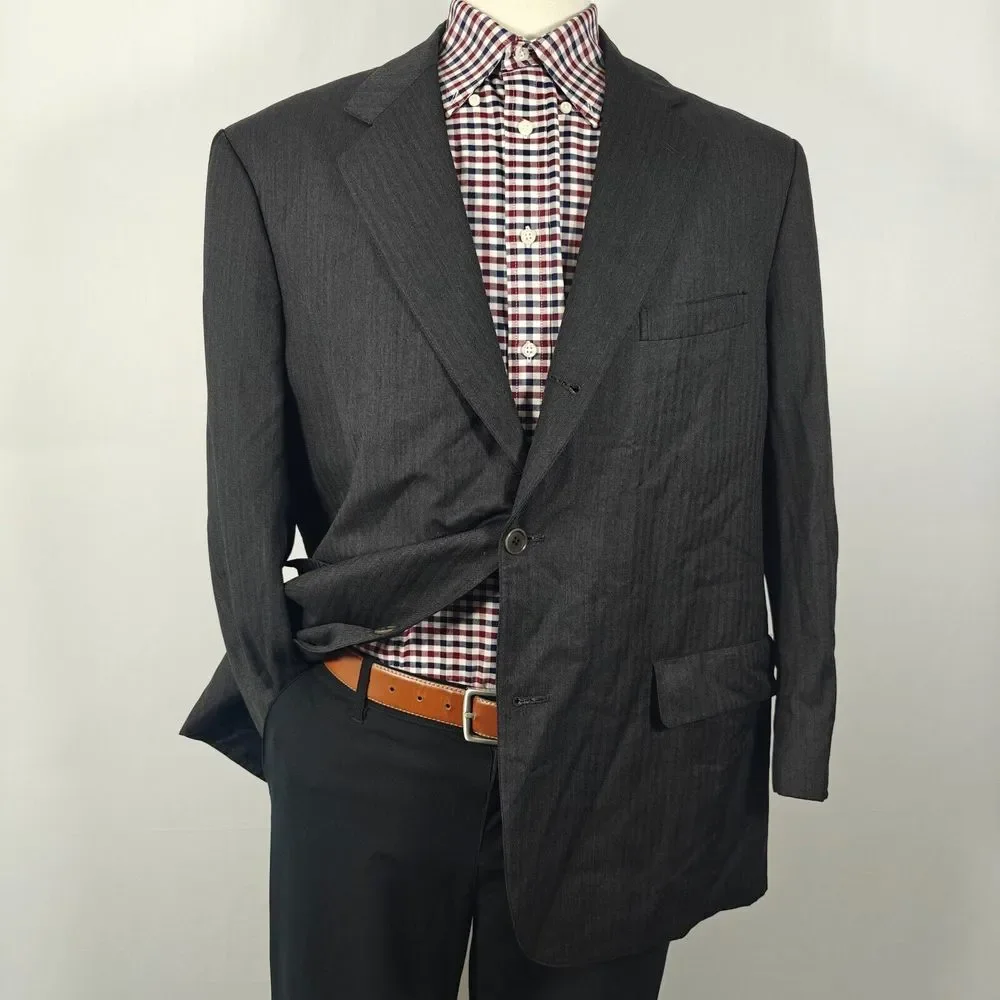 Brooks Brothers‎ Golden Fleece Men's Sport Coat Two Button Gray Herringbone 48R